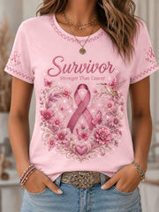 Women's Breast Cancer Awareness Print short-sleeved T-shirt