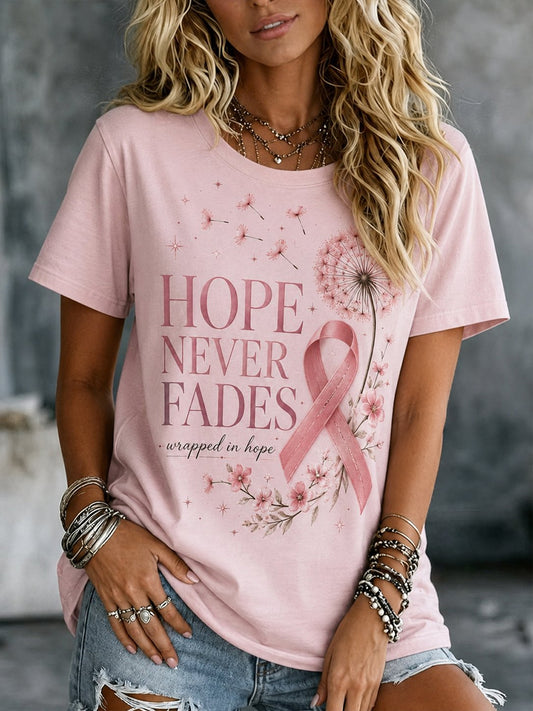 Women's Breast Cancer Awareness Print short-sleeved T-shirt