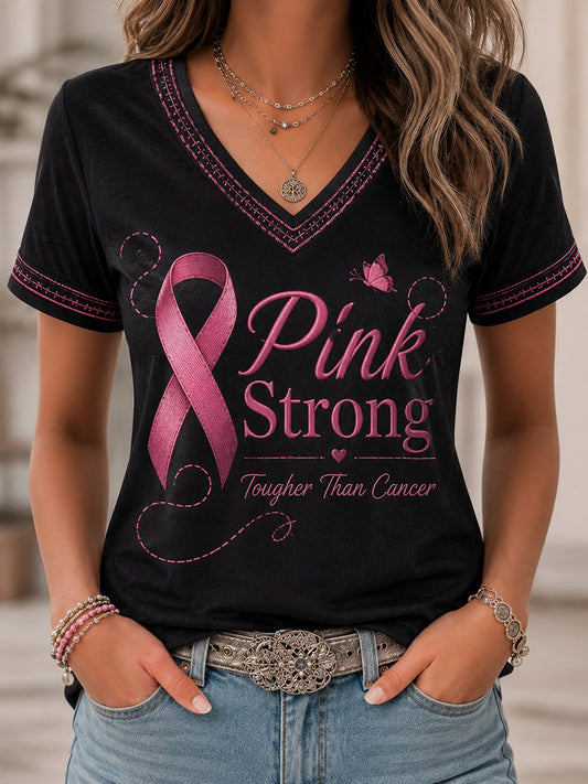 Women's Breast Cancer Awareness Print short-sleeved T-shirt