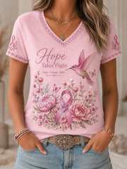 Women's Breast Cancer Awareness Print short-sleeved T-shirt