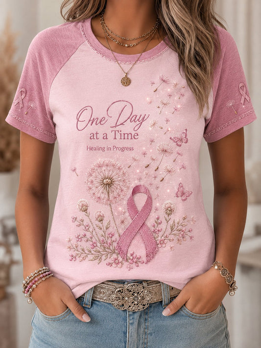 Women's Breast Cancer Awareness Print short-sleeved T-shirt
