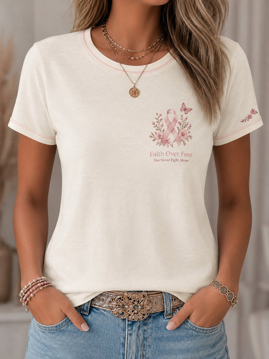 Women's Breast Cancer Awareness Print short-sleeved T-shirt