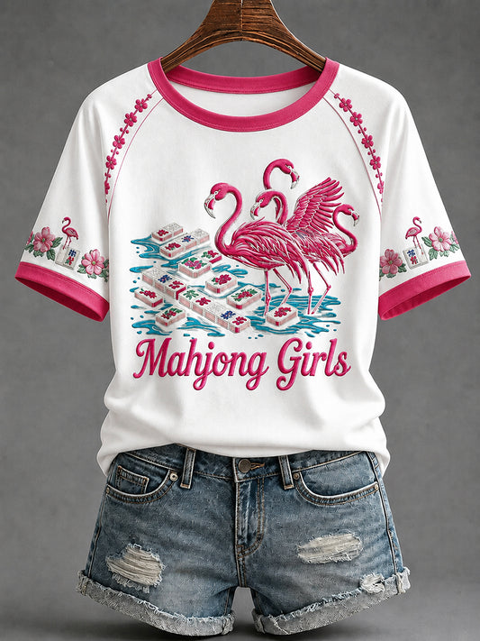 Women's Mahjong Print Casual T-Shirt