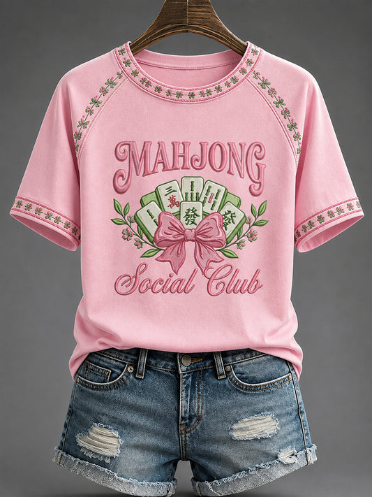 Women's Mahjong Print Casual T-Shirt