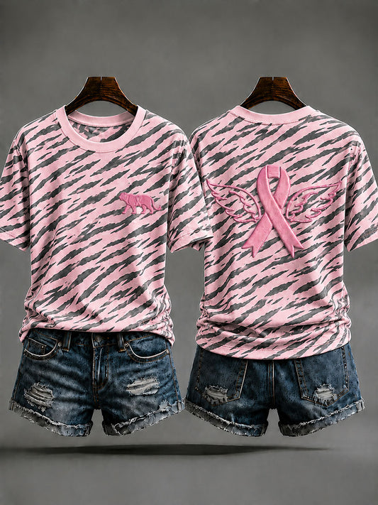Women's Animal Print Breast Cancer Prevention T-shirt