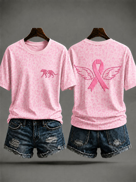 Women's Animal Print Breast Cancer Prevention T-shirt