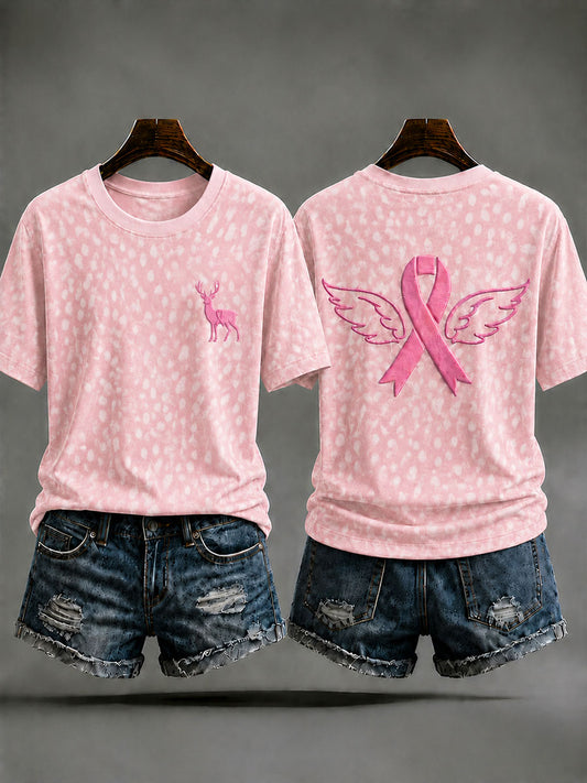 Women's Animal Print Breast Cancer Prevention T-shirt