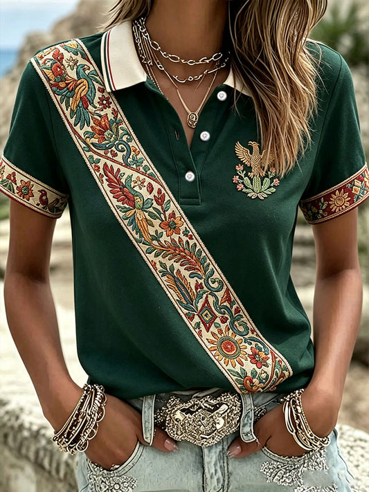 Women's Mexico Lele Doll Otomí Art Printed Casual Tops
