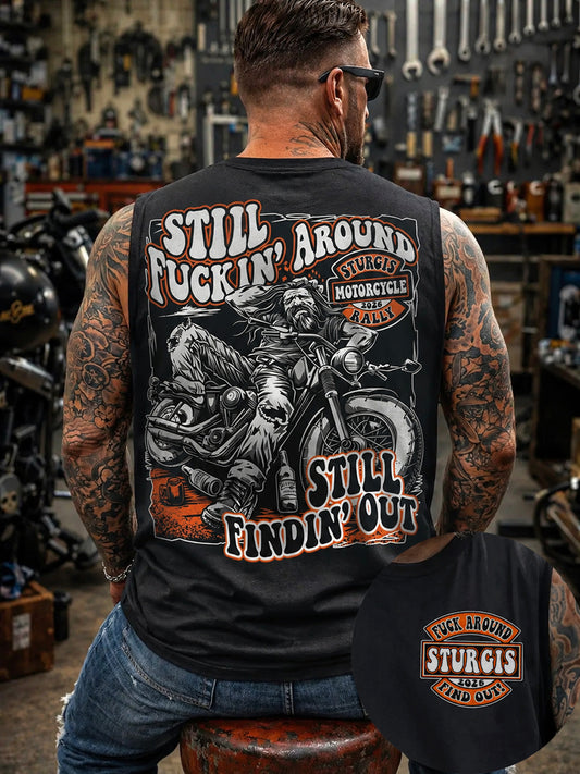 Men's Motorcycle Rally Printed Vest Top