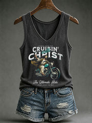 Women's Motorcycle Print Vest Top