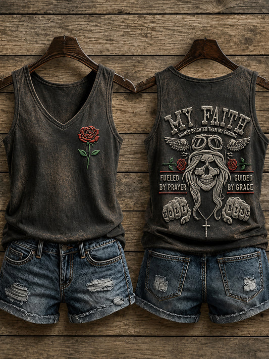 Women's Christian Motorcycle Biker Graphic Vest Top