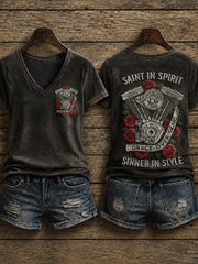 Women's Christian Motorcycle Biker Graphic T-shirt