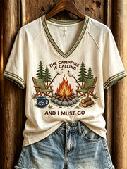 Women's The Campfire is Calling and I Must Go Forest Camping Print short-sleeved T-shirt