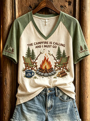 Women's The Campfire is Calling and I Must Go Forest Camping Print short-sleeved T-shirt