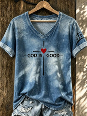 Women's Faith Printed V-neck T-shirt