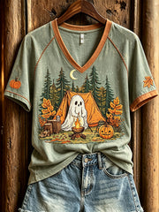 Women's cute ghost camping fun pattern casual short-sleeve T-shirt