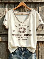 Women's faith-themed fun slogan pattern printed casual short-sleeve T-shirt