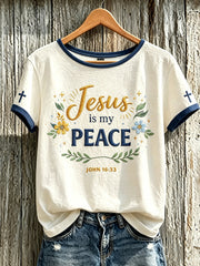 Women's Faith Theme Print Pattern Printed Leisure Round Neck T-shirt