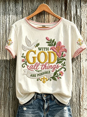 Women's faith-themed fun pattern printed casual short-sleeve T-shirt