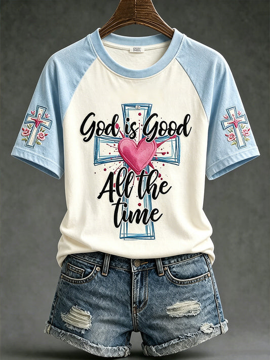 Women's Faith Slogan Pattern Printed Leisure Round Neck Short sleeve T-shirt