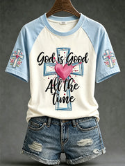 Women's Faith Slogan Pattern Printed Leisure Round Neck Short sleeve T-shirt