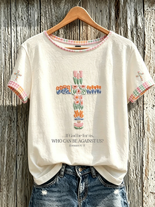 Women's Faith Theme Print Pattern Printed Leisure Round Neck T-shirt