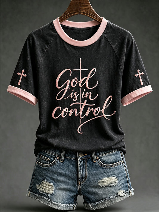 Women's faith-themed pattern printed casual short-sleeve T-shirt