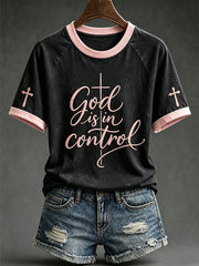 Women's faith-themed pattern printed casual short-sleeve T-shirt