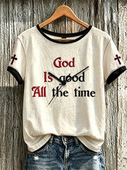 Women's faith-themed fun pattern printed casual short-sleeve T-shirt