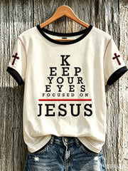 Women's faith-themed fun pattern printed casual short-sleeve T-shirt