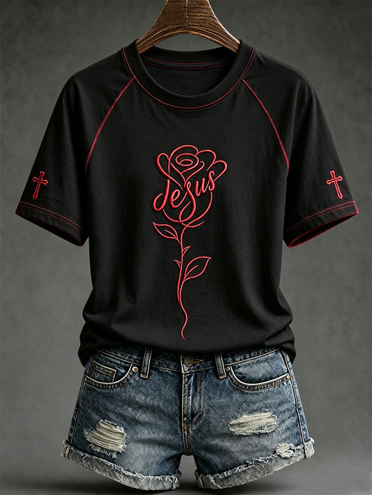 Women's Faith Theme Print Pattern Printed Casual Short-Sleeved T-shirt