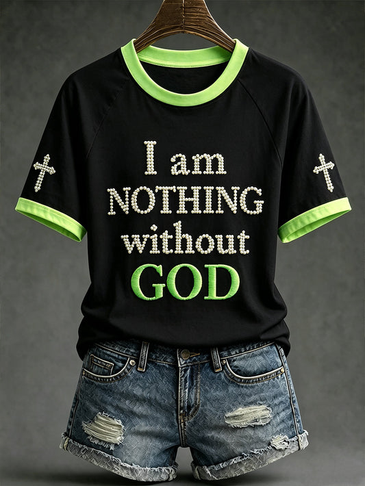 Women's Faith Theme Print Pattern Printed Casual Short-Sleeved T-shirt