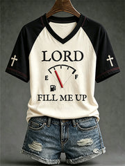 Women's Faith Theme Print Pattern Printed Casual V-neck Short-Sleeved T-shirt
