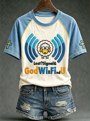 Women's faith-themed fun pattern printed casual short-sleeve T-shirt