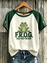 Women's Faith Pattern Printed Leisure Round Neck Short Sleeve T-shirt