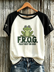 Women's Faith Pattern Printed Leisure Round Neck Short Sleeve T-shirt