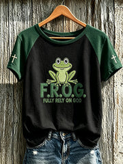 Women's Faith Pattern Printed Leisure Round Neck Short Sleeve T-shirt