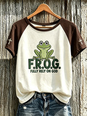 Women's Faith Pattern Printed Leisure Round Neck Short Sleeve T-shirt