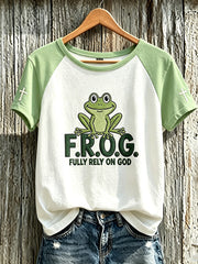 Women's Faith Pattern Printed Leisure Round Neck Short Sleeve T-shirt