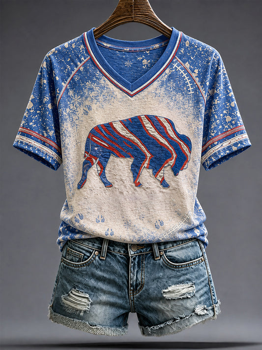 Women's Football Lover Bulls Buffalo Art Printed T-shirt