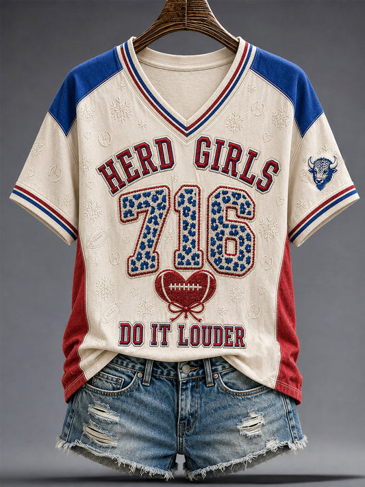 Women's Football Lover Bulls Buffalo Art Printed T-shirt
