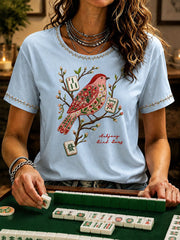 Women's Mahjong Print Casual T-Shirt