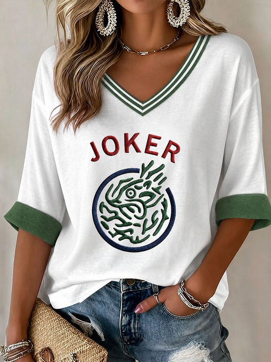Women's Mahjong Print Casual T-Shirt