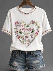 Women's Mahjong Print Casual T-Shirt