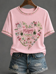 Women's Mahjong Print Casual T-Shirt
