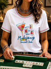 Women's Mahjong Print Casual T-Shirt