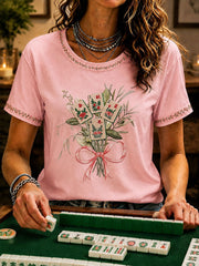 Women's Mahjong Print Casual T-Shirt