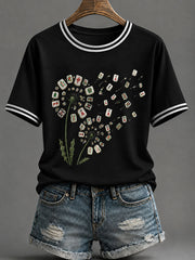 Women's Mahjong Print Casual T-Shirt