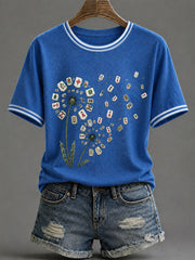 Women's Mahjong Print Casual T-Shirt