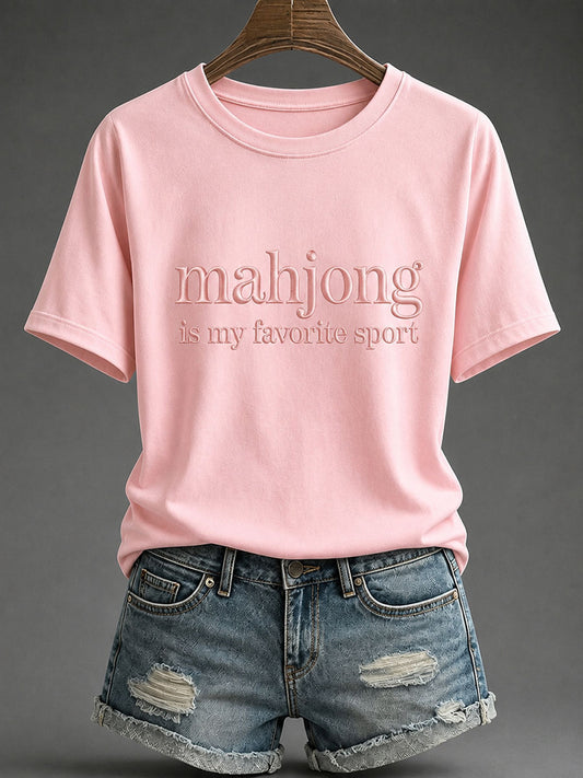 Women's Mahjong Print Casual T-Shirt